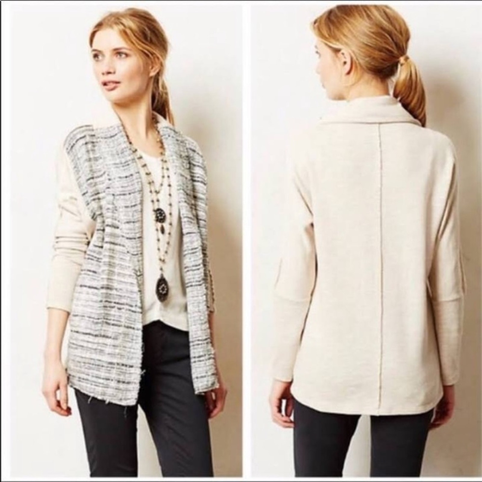 Anthropologie Dolan Tan Tweed Twinkle Cardigan